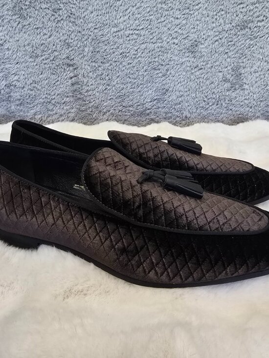 Kurt Geiger Black Velvet Quilted Tassel Loafer Men\'s Henry  Luxury Formal main image 9